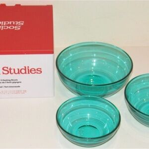 Social Studies Glass Nesting Bowls in Emerald